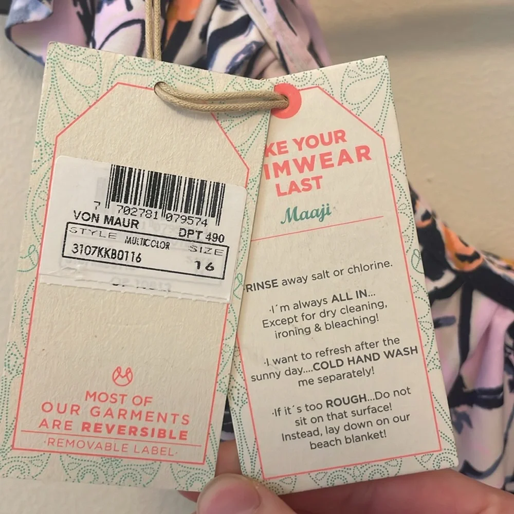 Maaji girls bikini top swimsuit kids size 16 ruffle multi color Hello Linda
